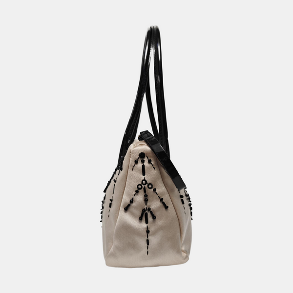 Silk Satin Top Handle Bag Beige