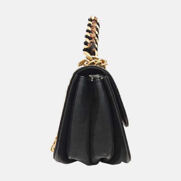Quilted Calfskin Shoulder Bag Black