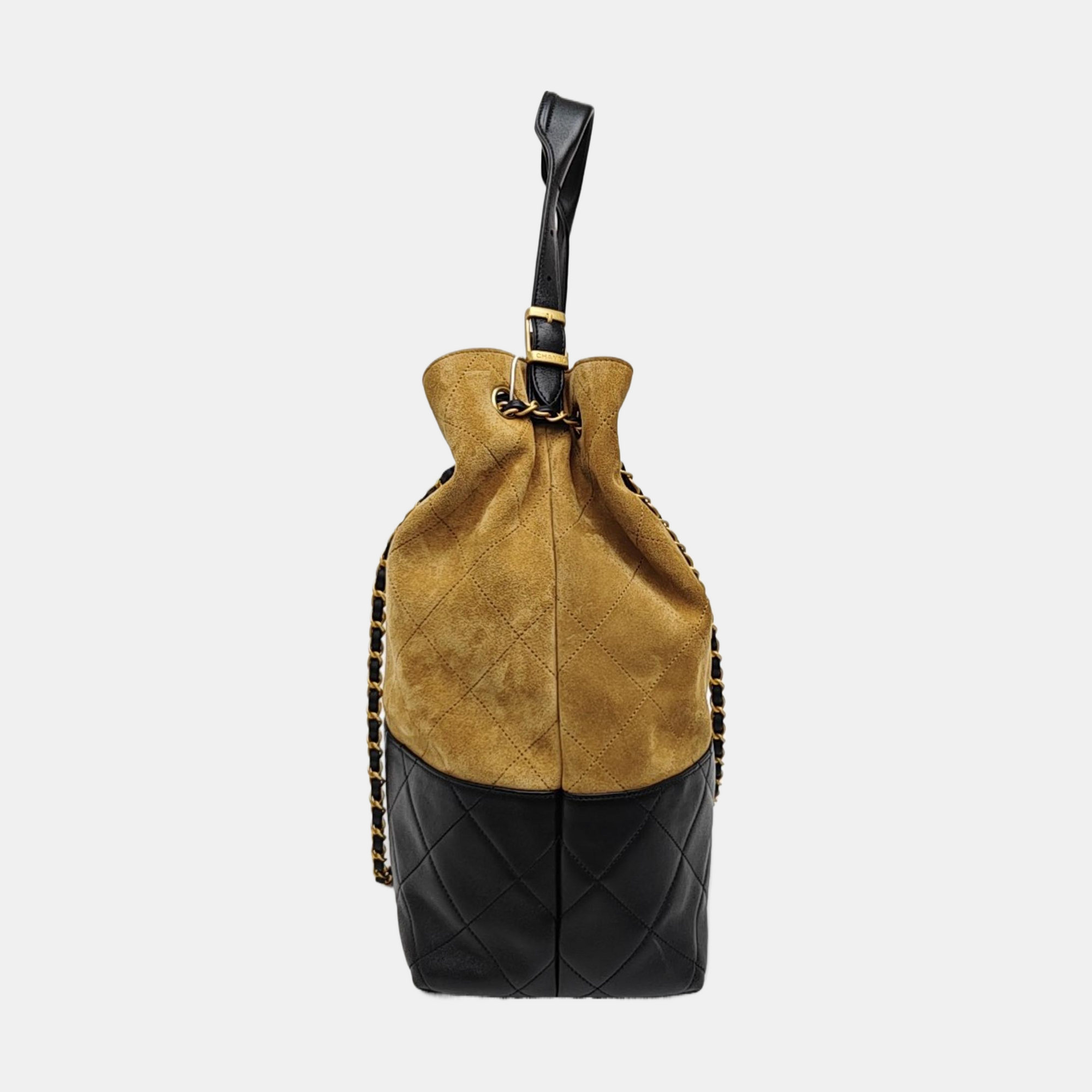 Quilted Suede Tote Bag Beige