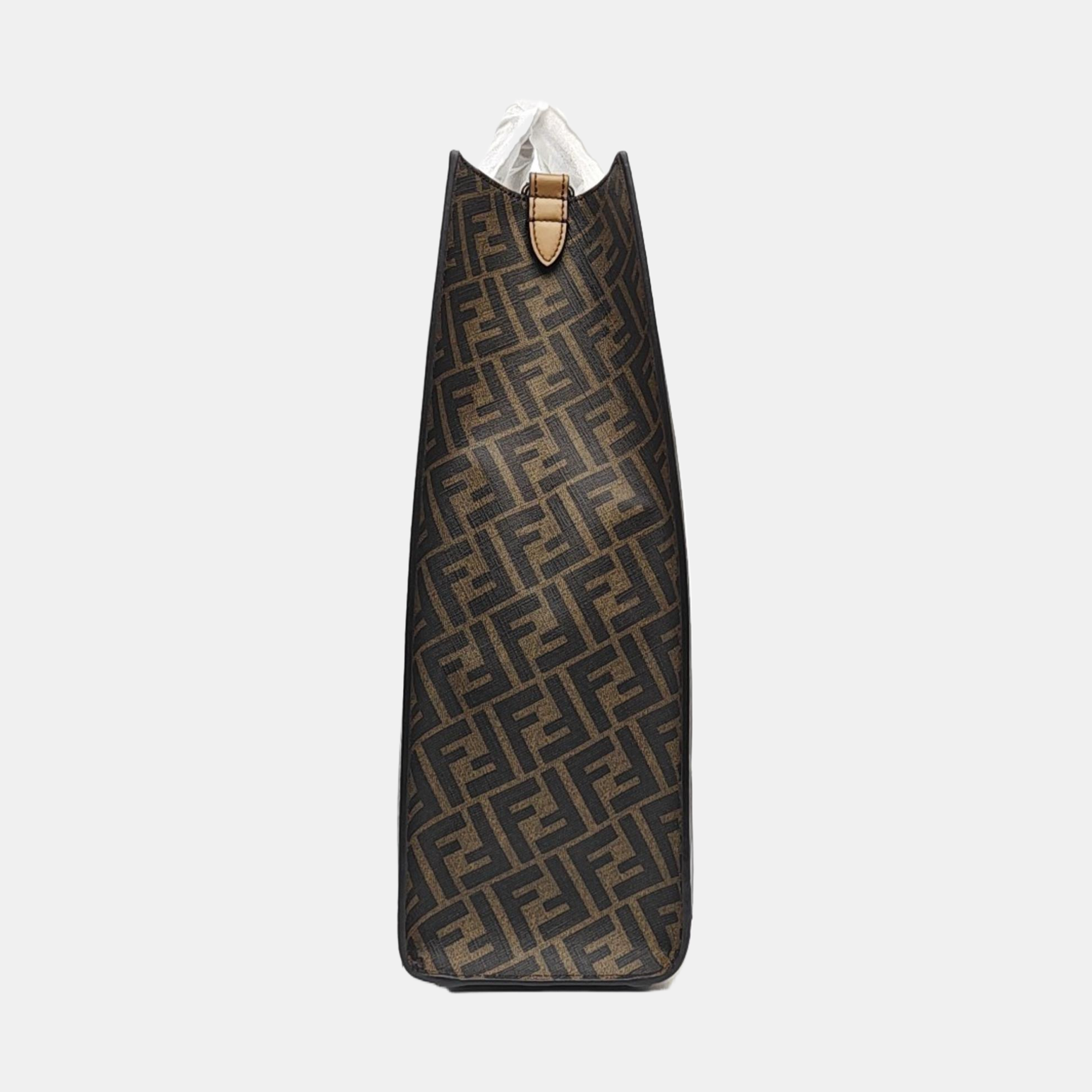 Coated Canvas Tote Bag Brown