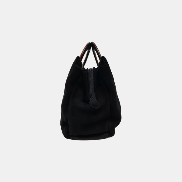 Suede Top Handle Bag Black