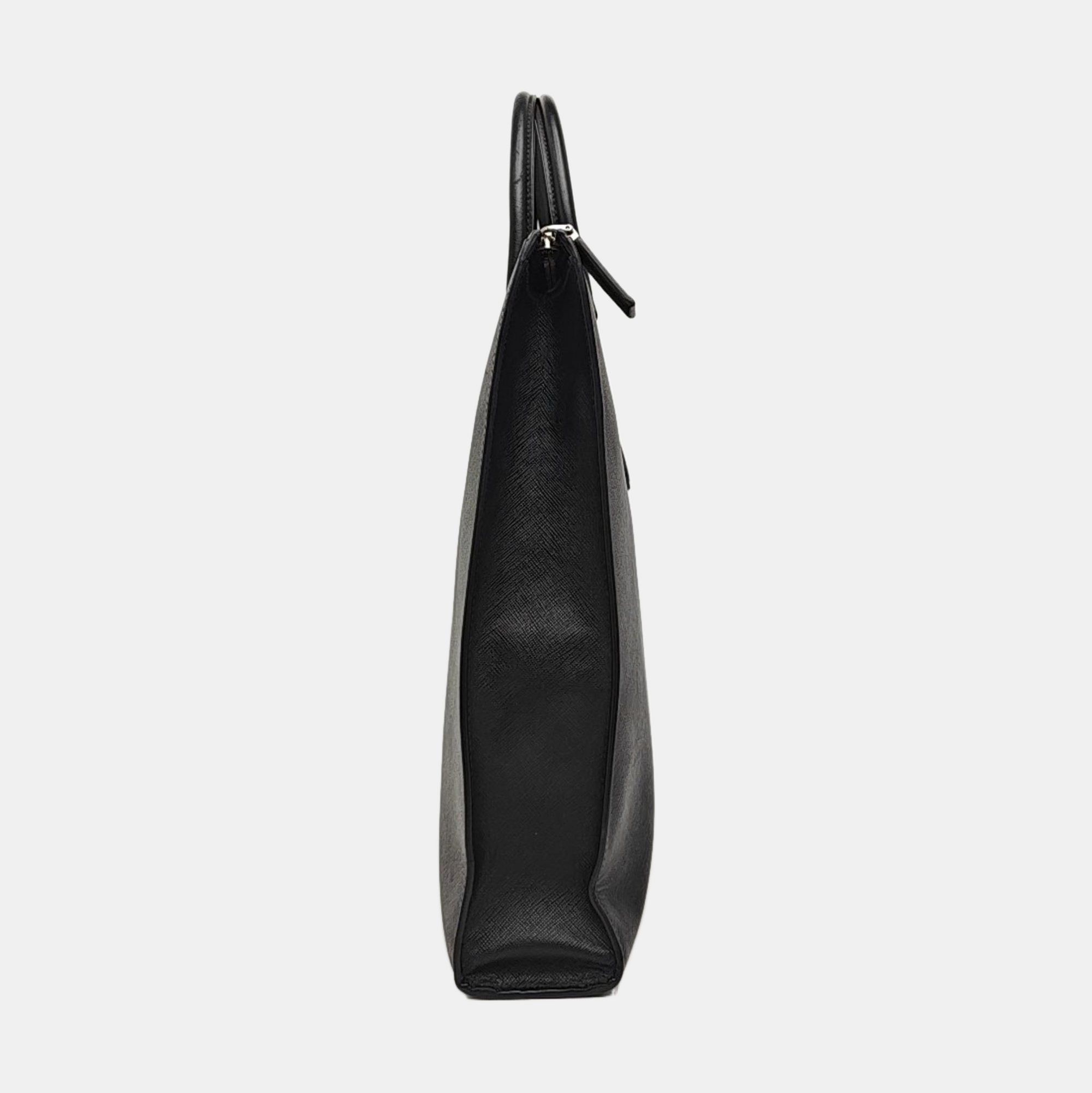 Saffiano Calfskin Top Handle Bag Black