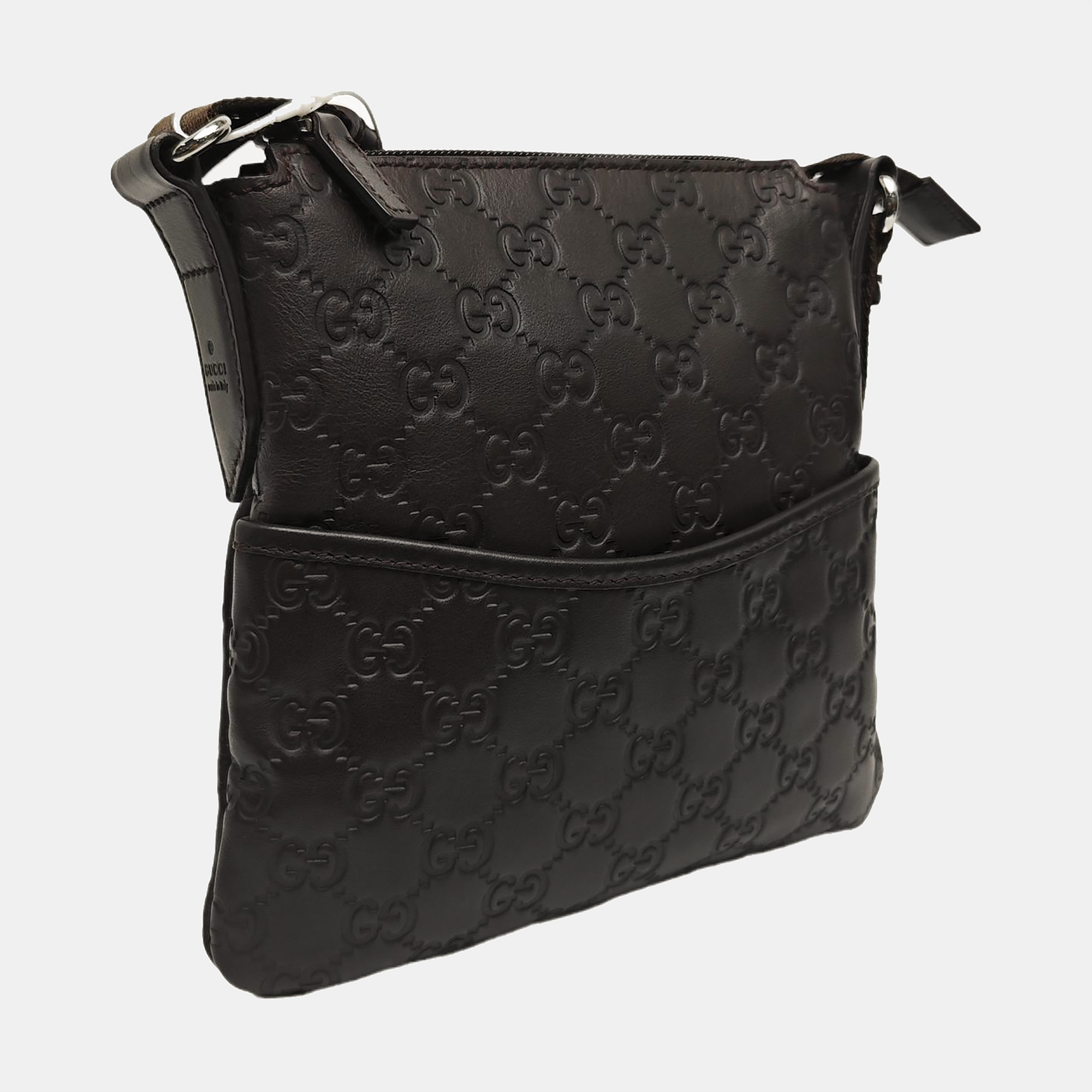 Monogram Calfskin Crossbody Bag Brown