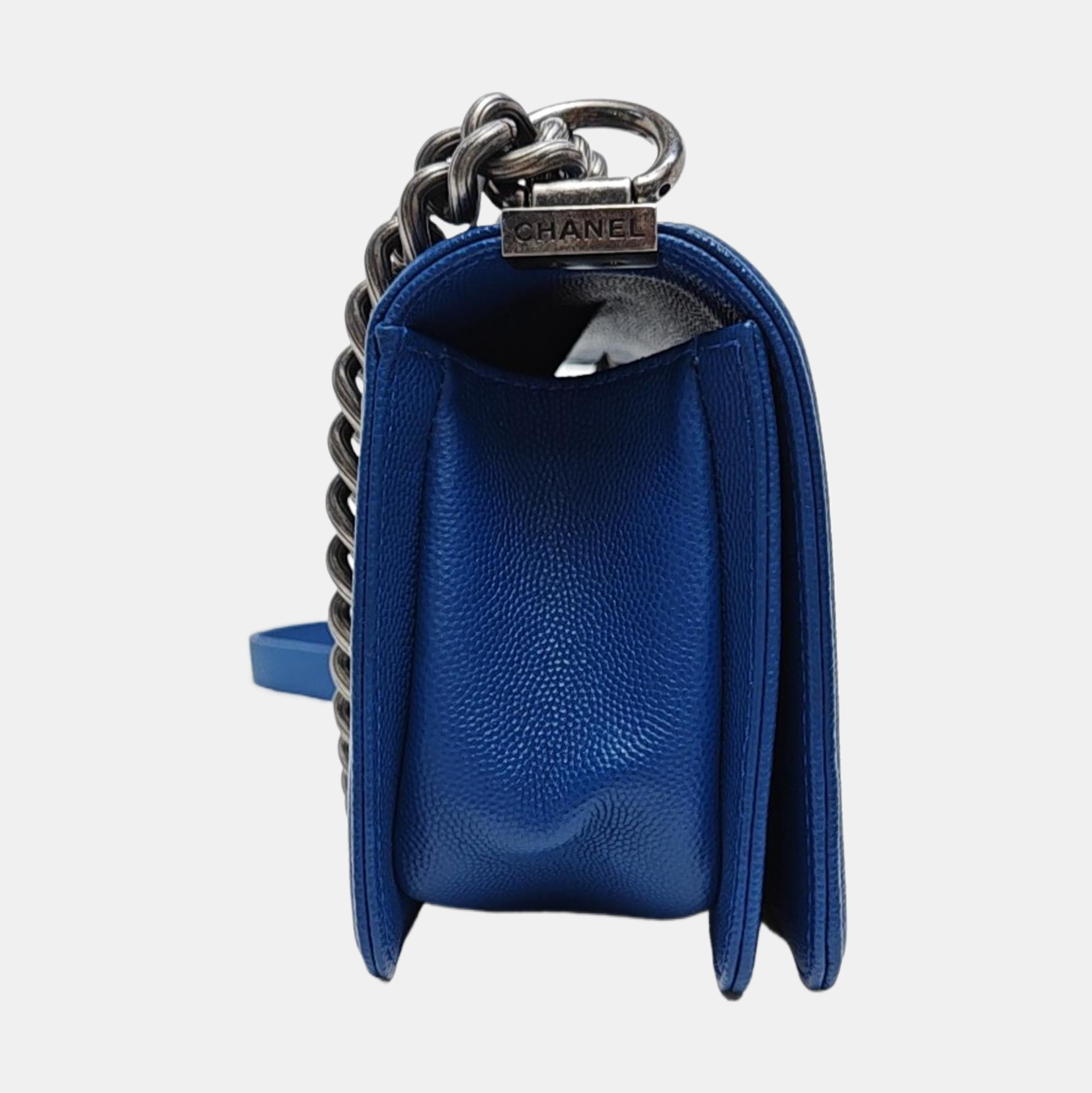 BOY CHANEL Small Quilted Grained Calfskin Blue