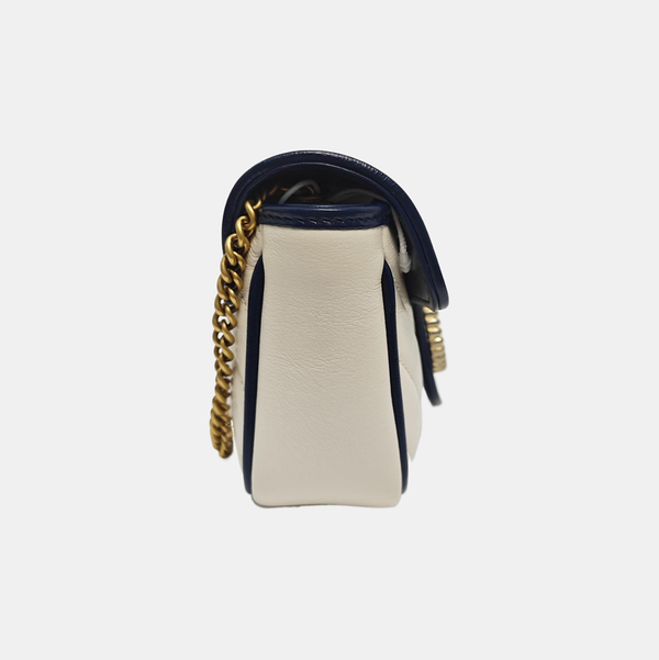 GG Marmont Super Mini Quilted Calfskin White