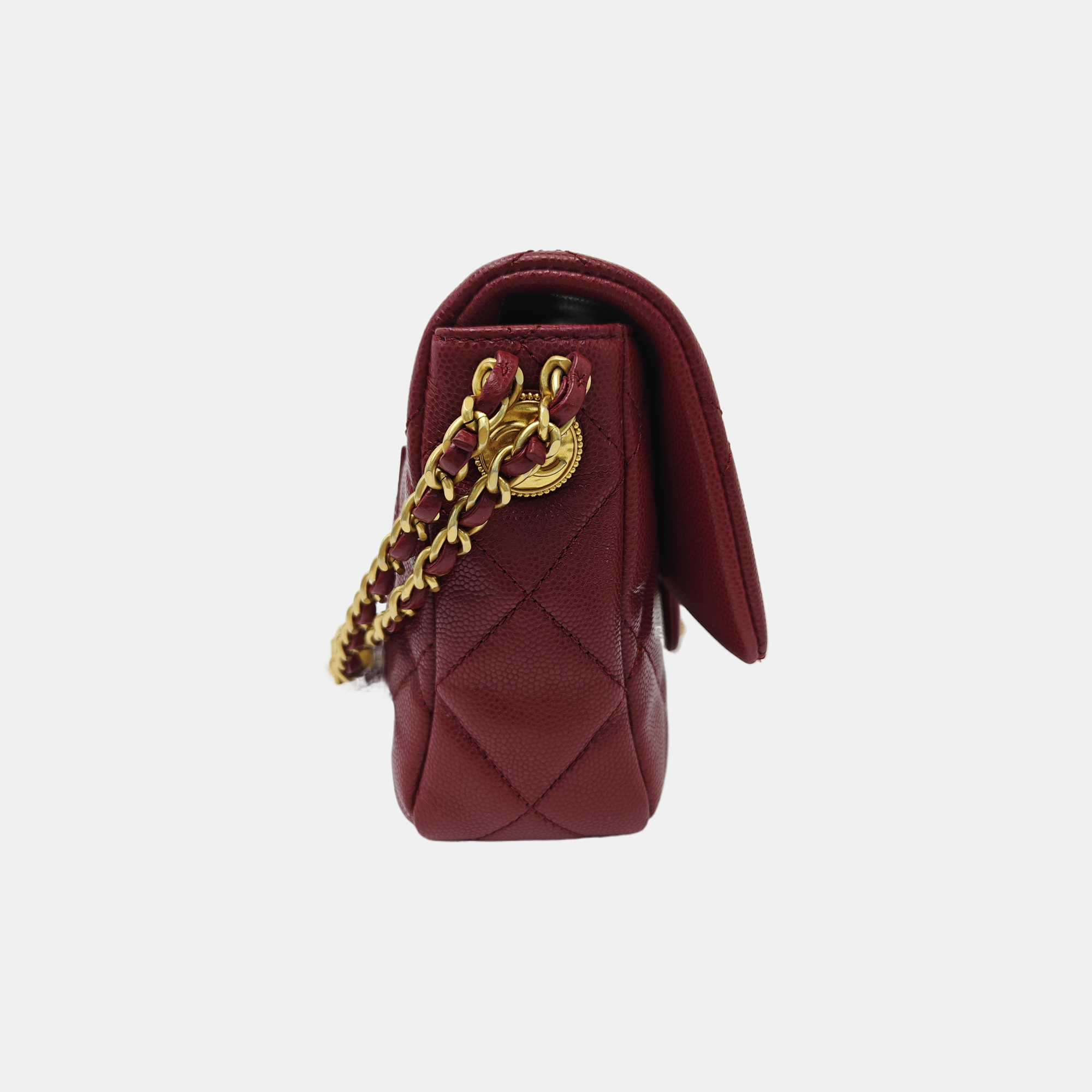 24A Quilted Grained Calfskin Red