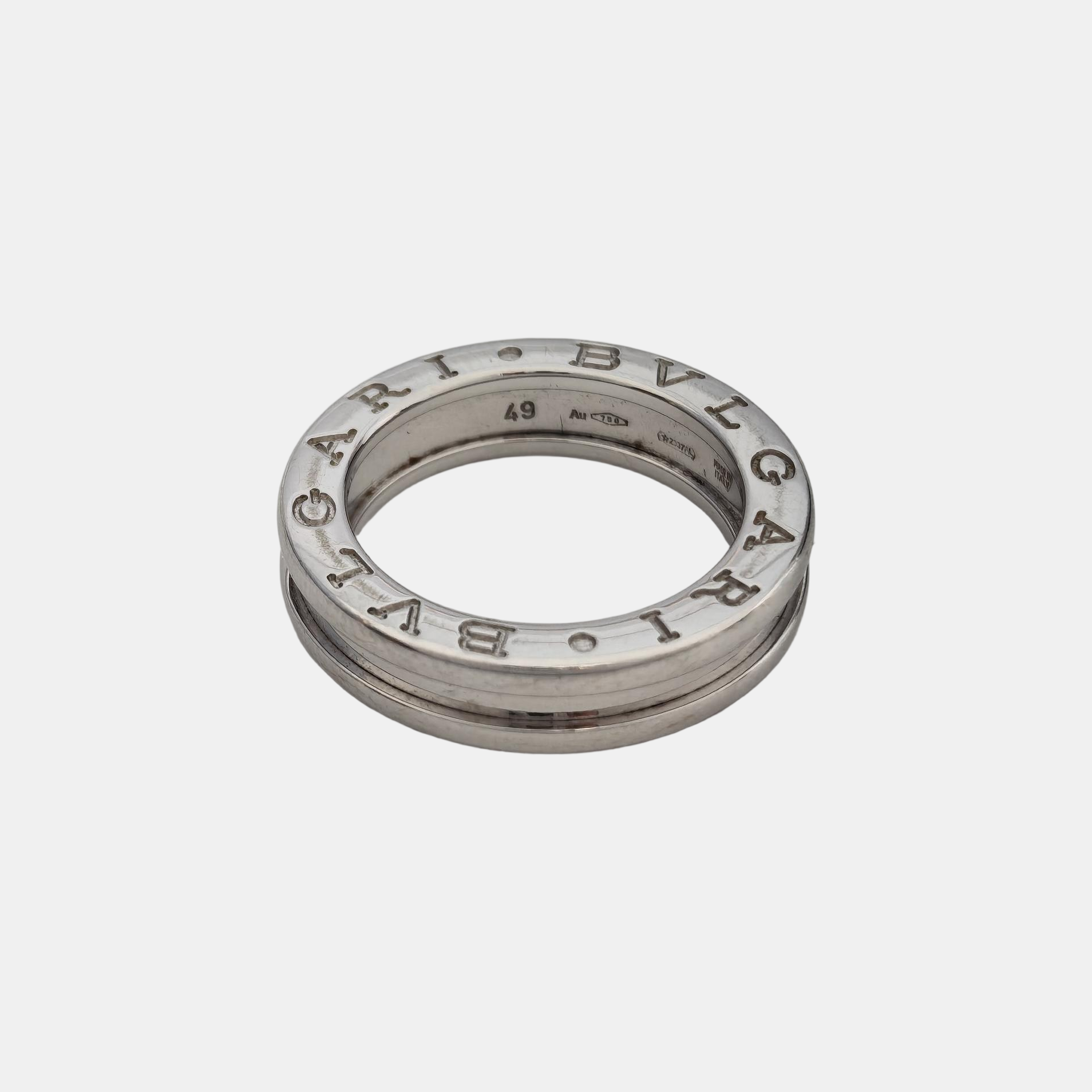 B.ZERO1 18k White Gold Silver Ring EU 49