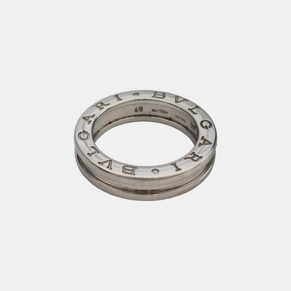 B.ZERO1 18k White Gold Silver Ring EU 49
