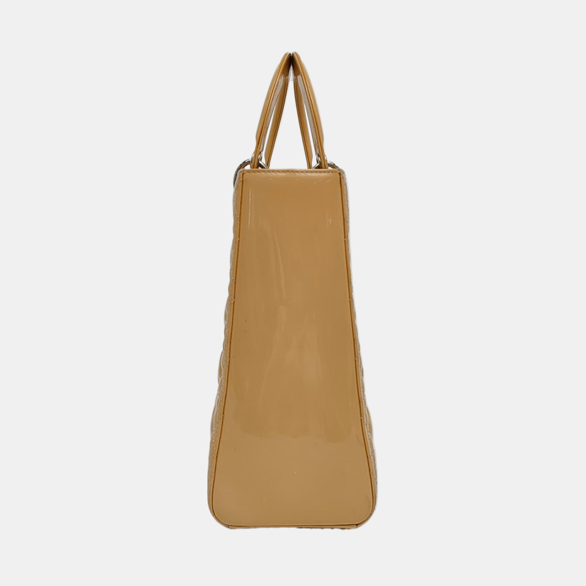 Authenticated pre-owned  Lady Dior Large Cannage Patent Leather Yellow - Tote Bag at Looply
