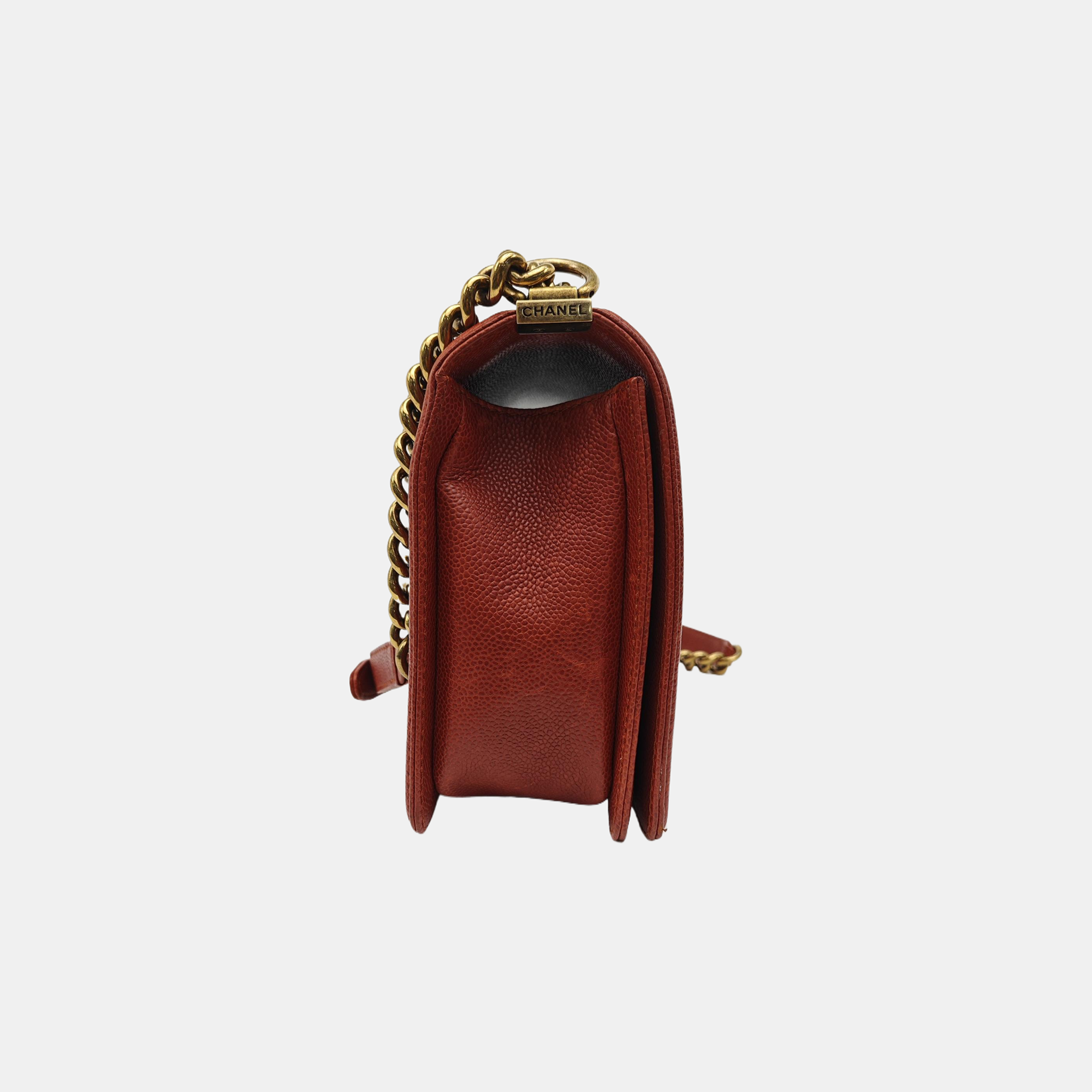 BOY CHANEL Large Quilted Grained Calfskin Red