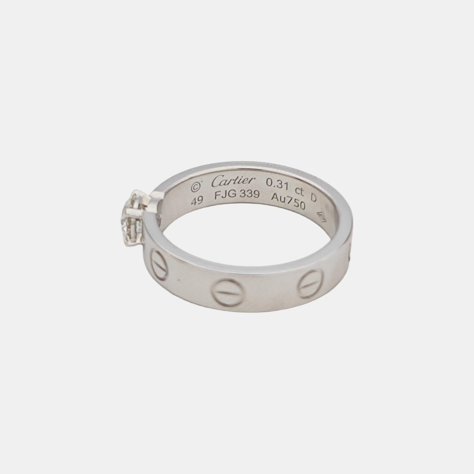 LOVE 18k White Gold Silver Ring EU 49