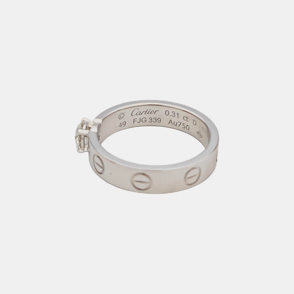 LOVE 18k White Gold Silver Ring EU 49