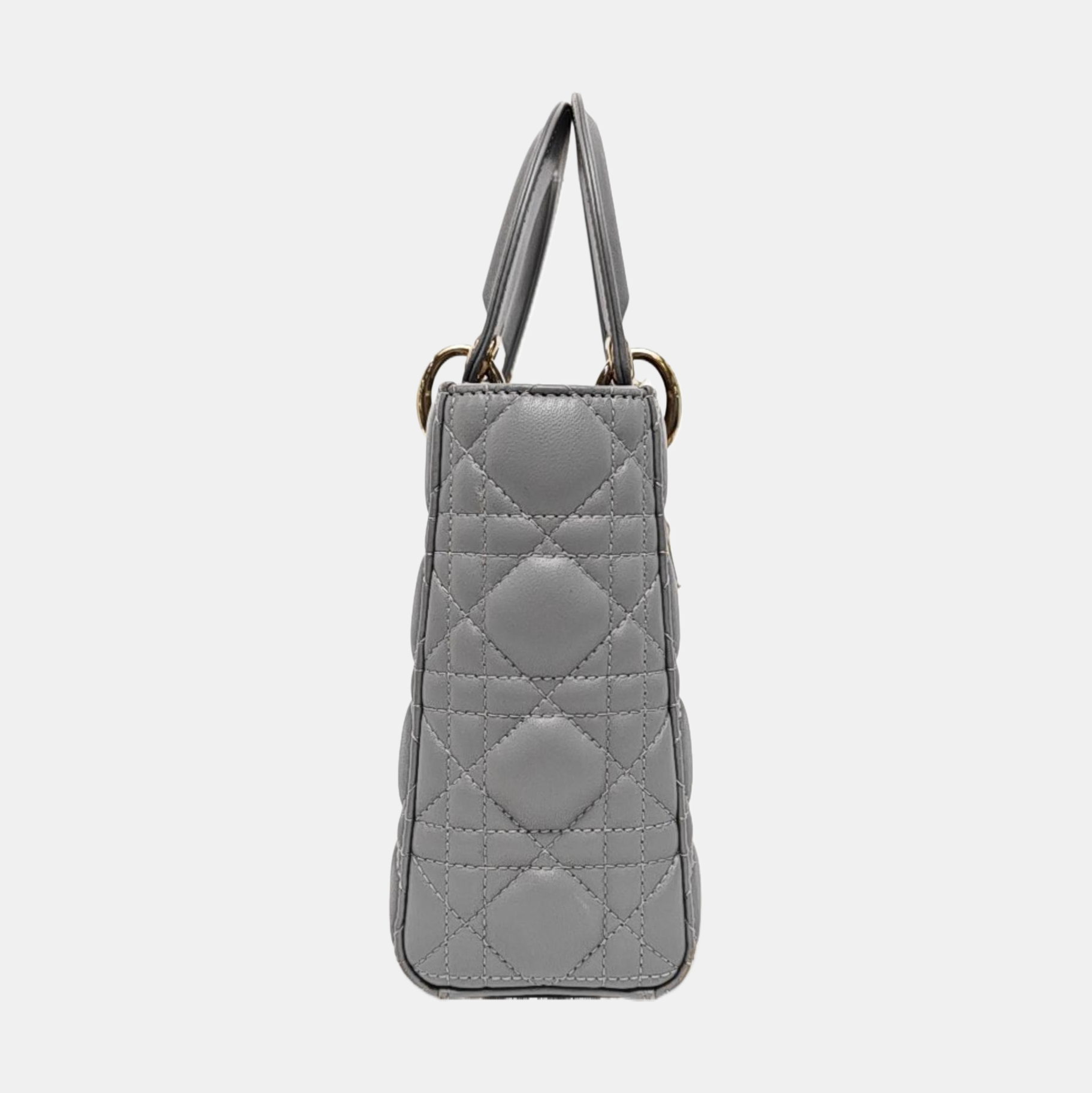 Authenticated pre-owned  Lady Dior Small Quilted Lambskin Grey - Tote Bag at Looply