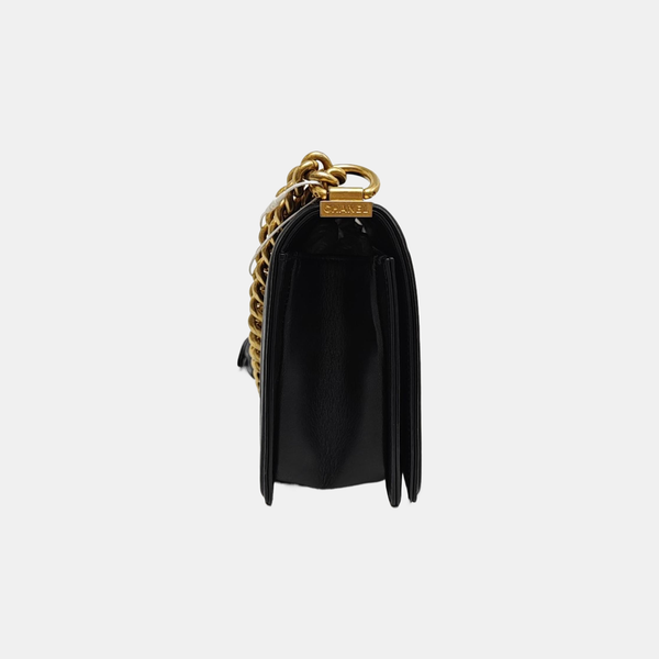 BOY CHANEL Medium Quilted Calfskin Black