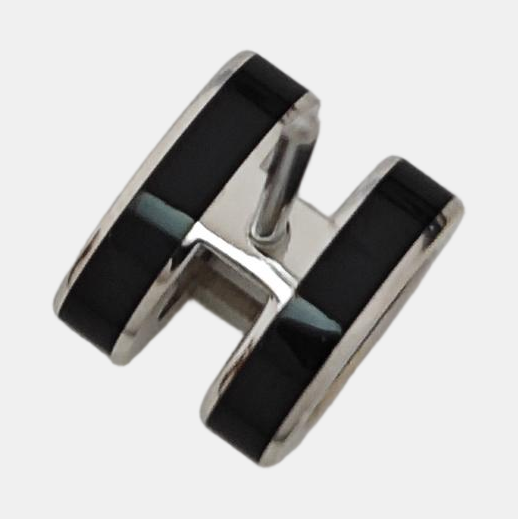 Pop H Metal Black Stud Earrings
