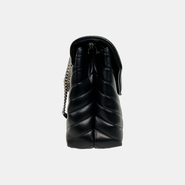 LOULOU Medium Chevron Calfskin Black