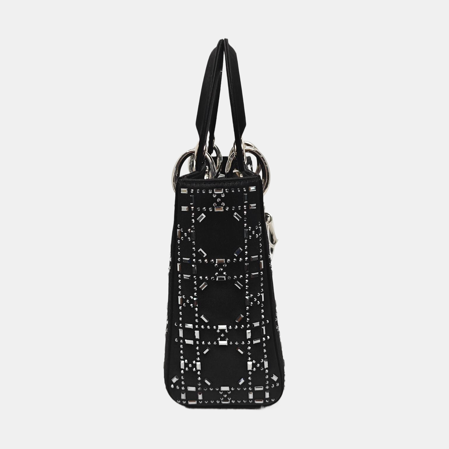 Authenticated pre-owned  Lady Dior Mini Silk Satin Blue - Tote Bag at Looply