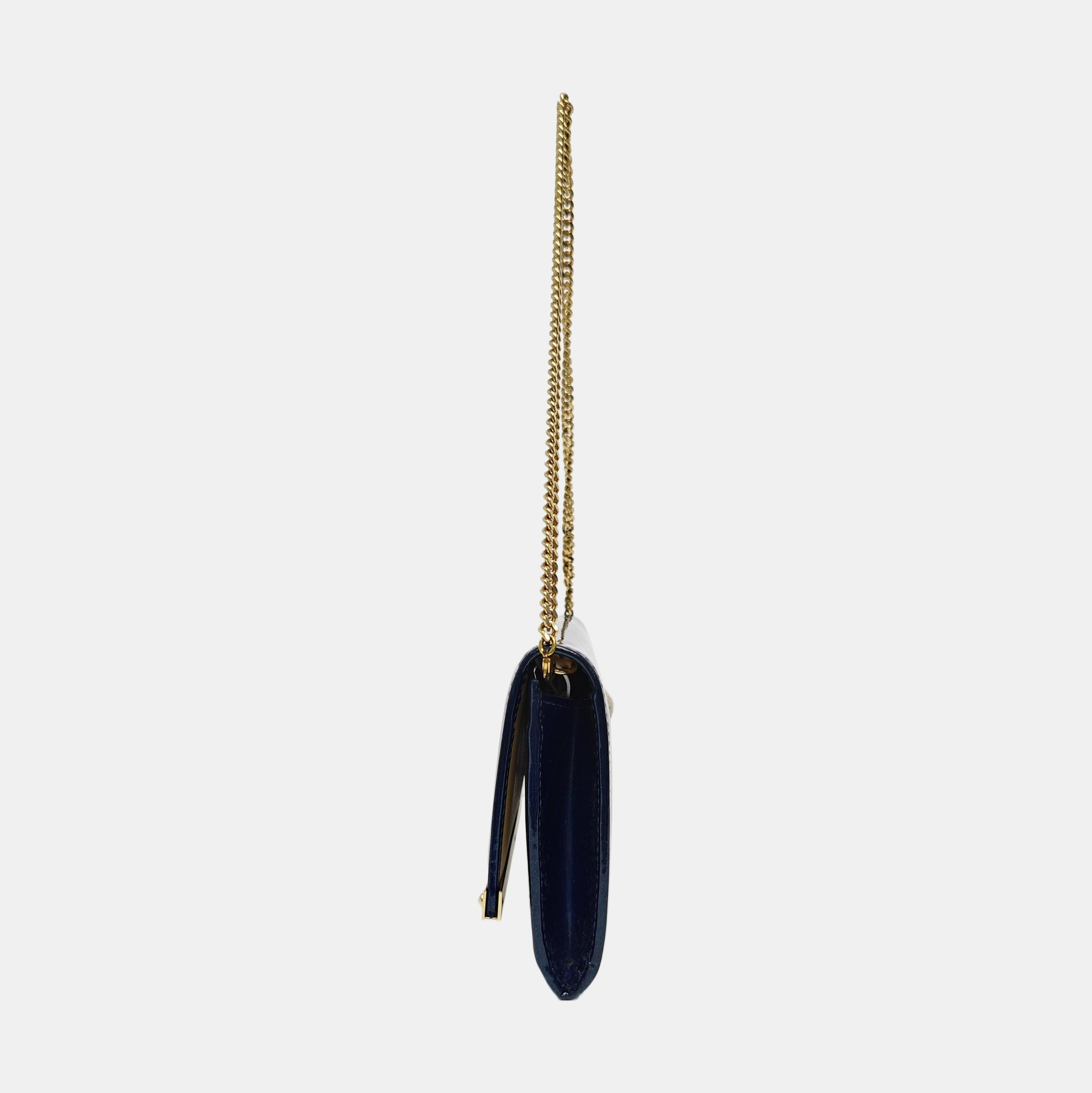 Patent Leather Top Handle Bag Blue