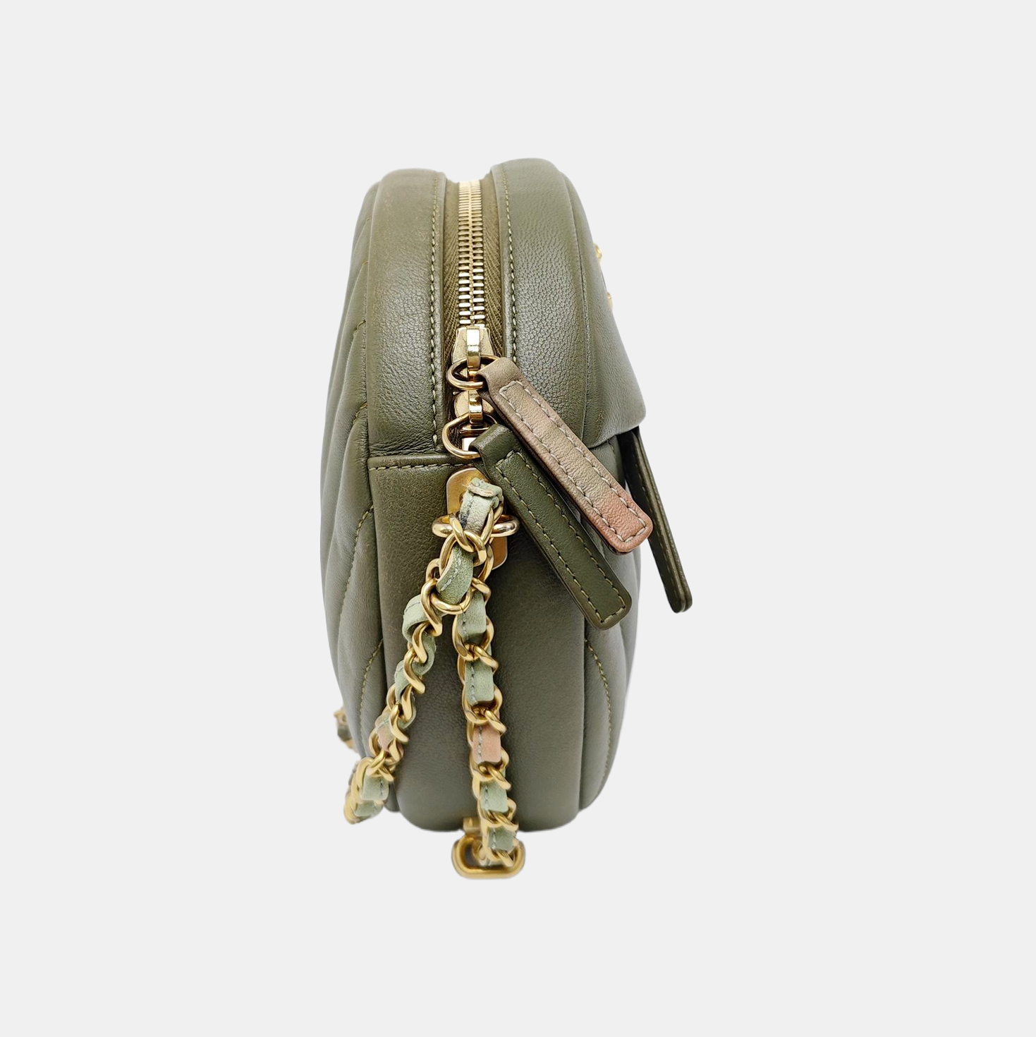 Chevron Calfskin Shoulder Bag Green