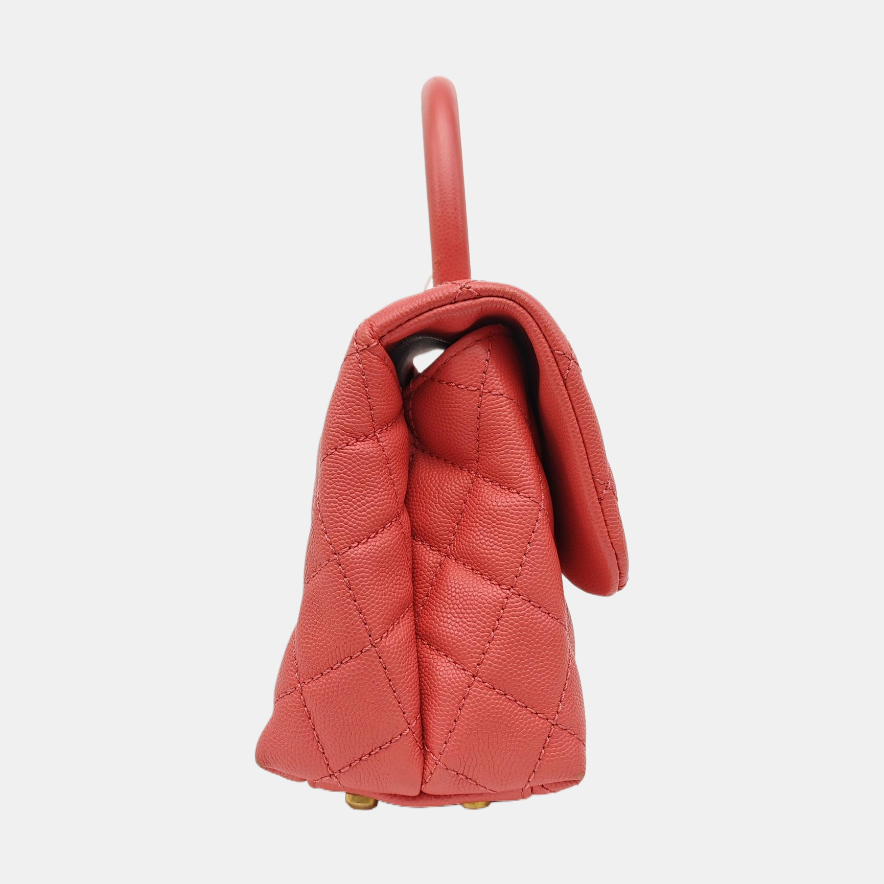 COCO HANDLE Small Quilted Grained Calfskin Pink