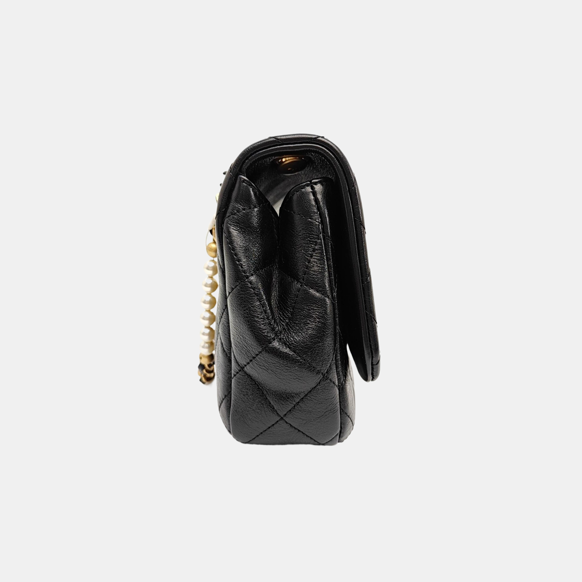 Quilted Calfskin Shoulder Bag Black