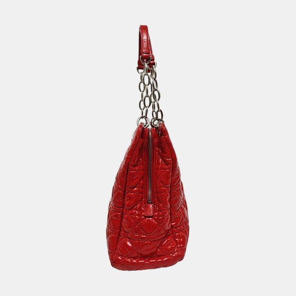 Dior Soft Large Cannage Patent Leather Red