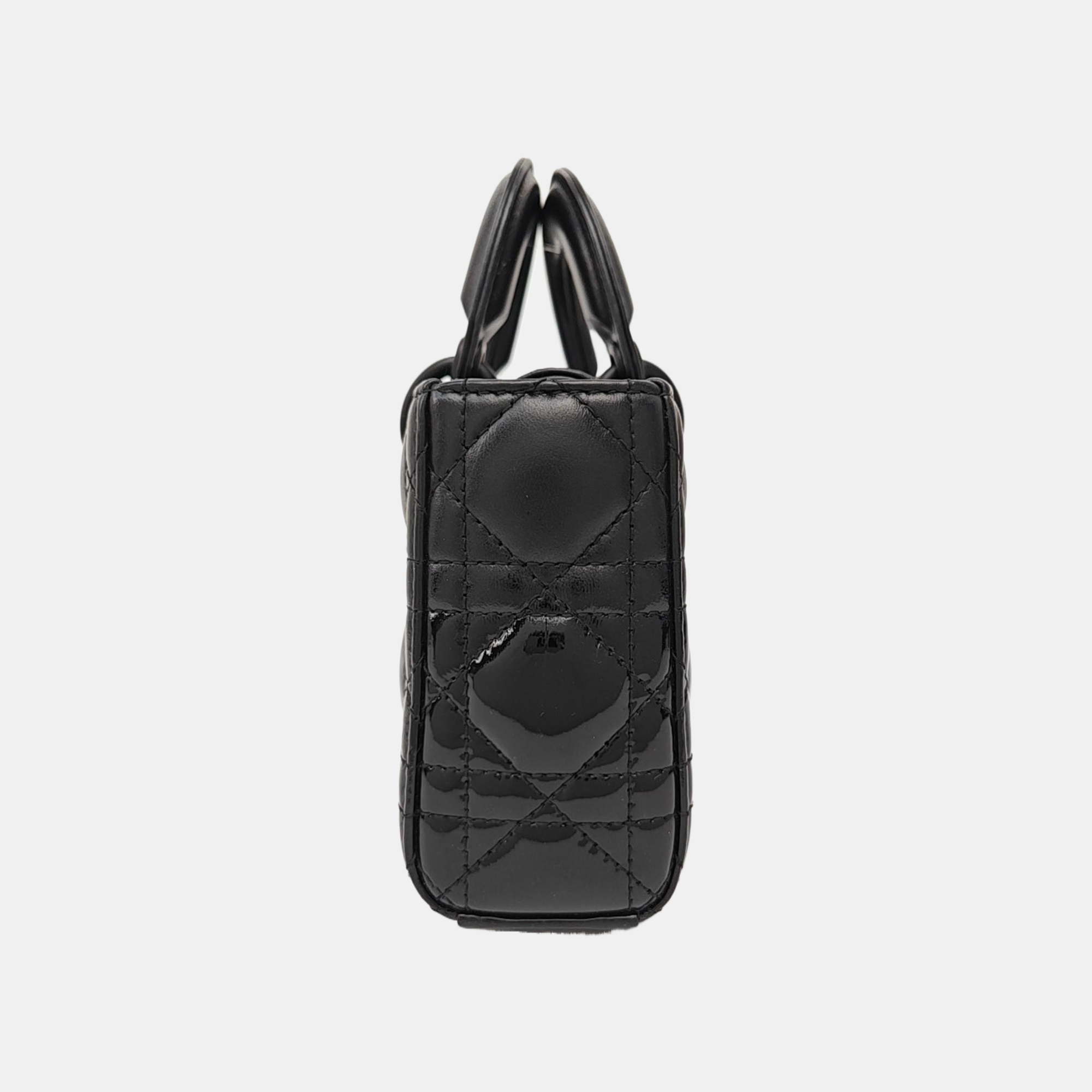 Lady D-Joy Small Cannage Patent Leather Black