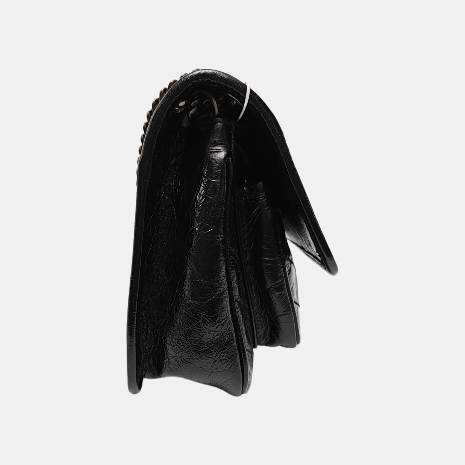 NIKI Small Chevron Calfskin Black