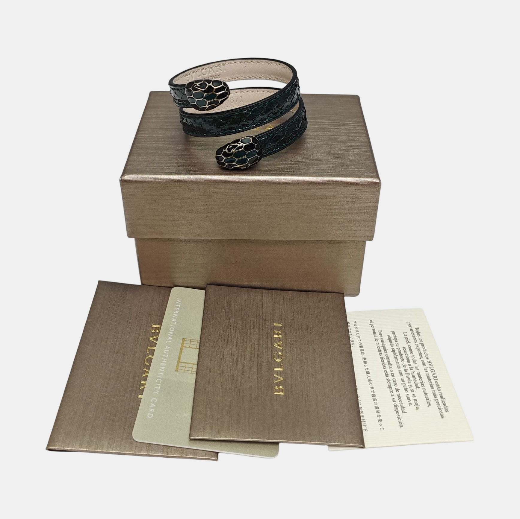 SERPENTI Brass Green Bracelet