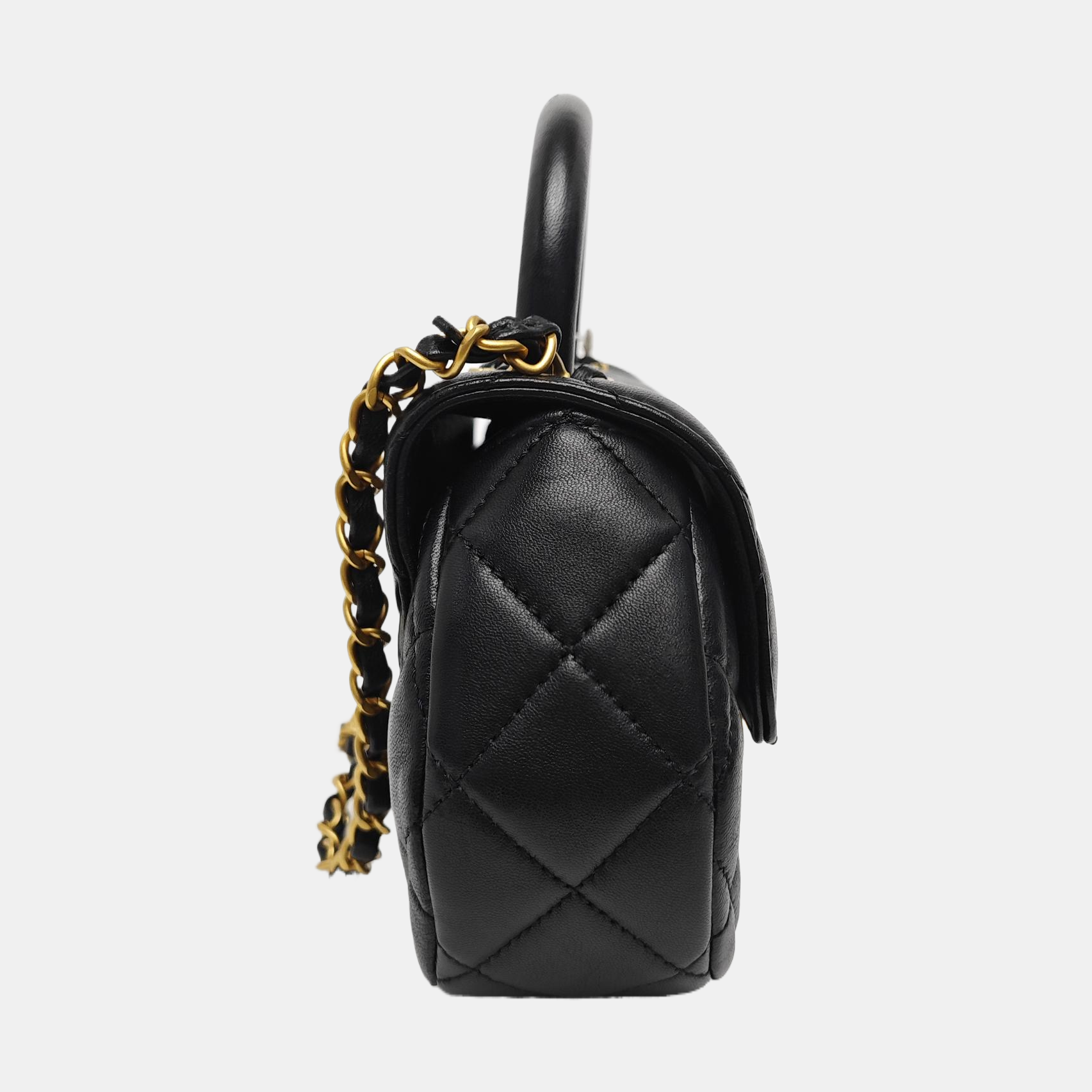 Quilted Lambskin Shoulder Bag Medium Black