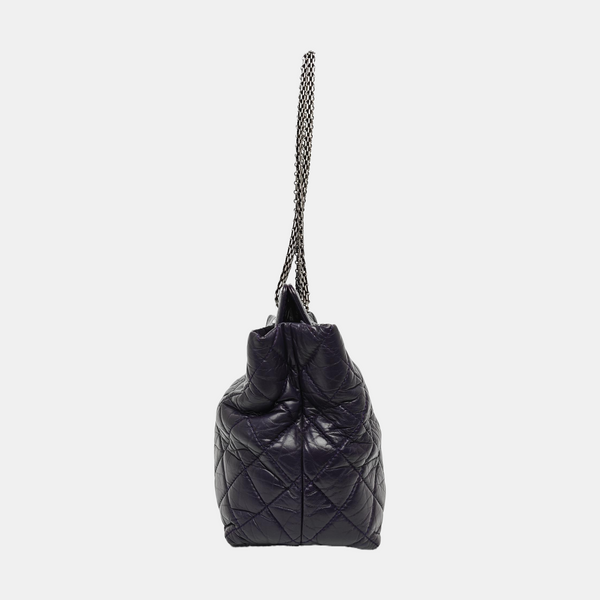Quilted Calfskin Tote Bag Large Purple