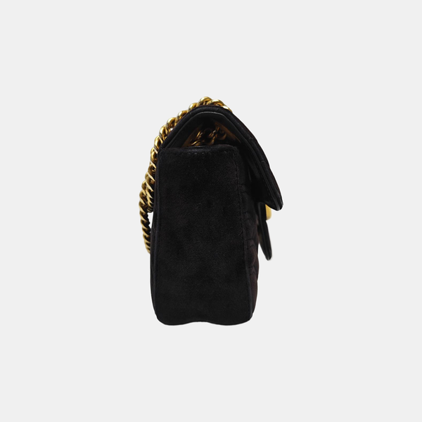 GG Marmont Small Quilted Velvet Black