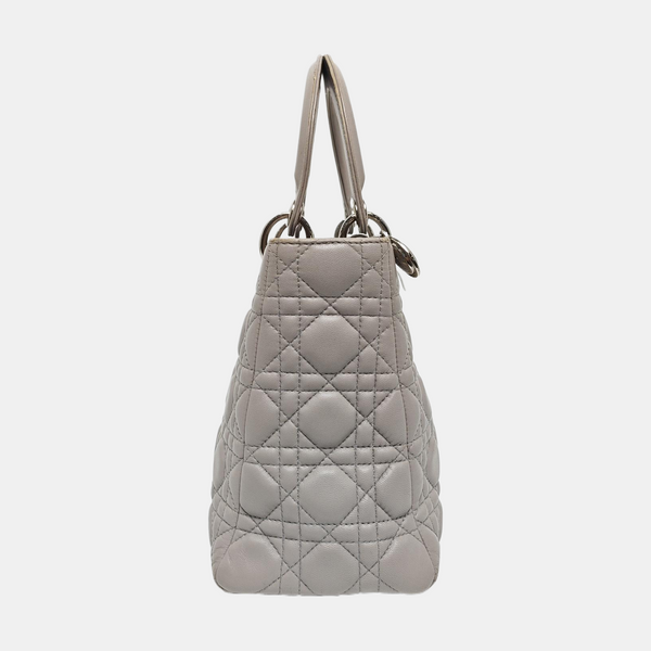 Lady Dior Medium Cannage Lambskin Gray