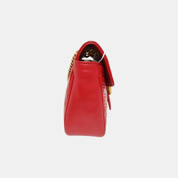 GG Marmont Medium Quilted Calfskin Red