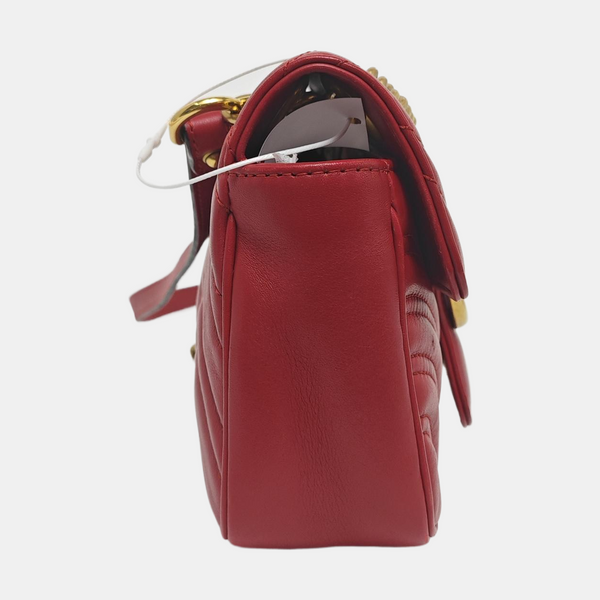 GG Marmont Small Quilted Calfskin Red