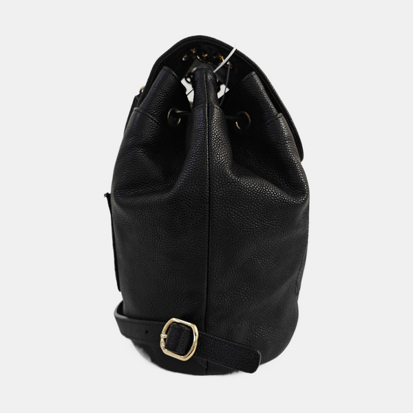 Quilted Grained Calfskin Backpack Black