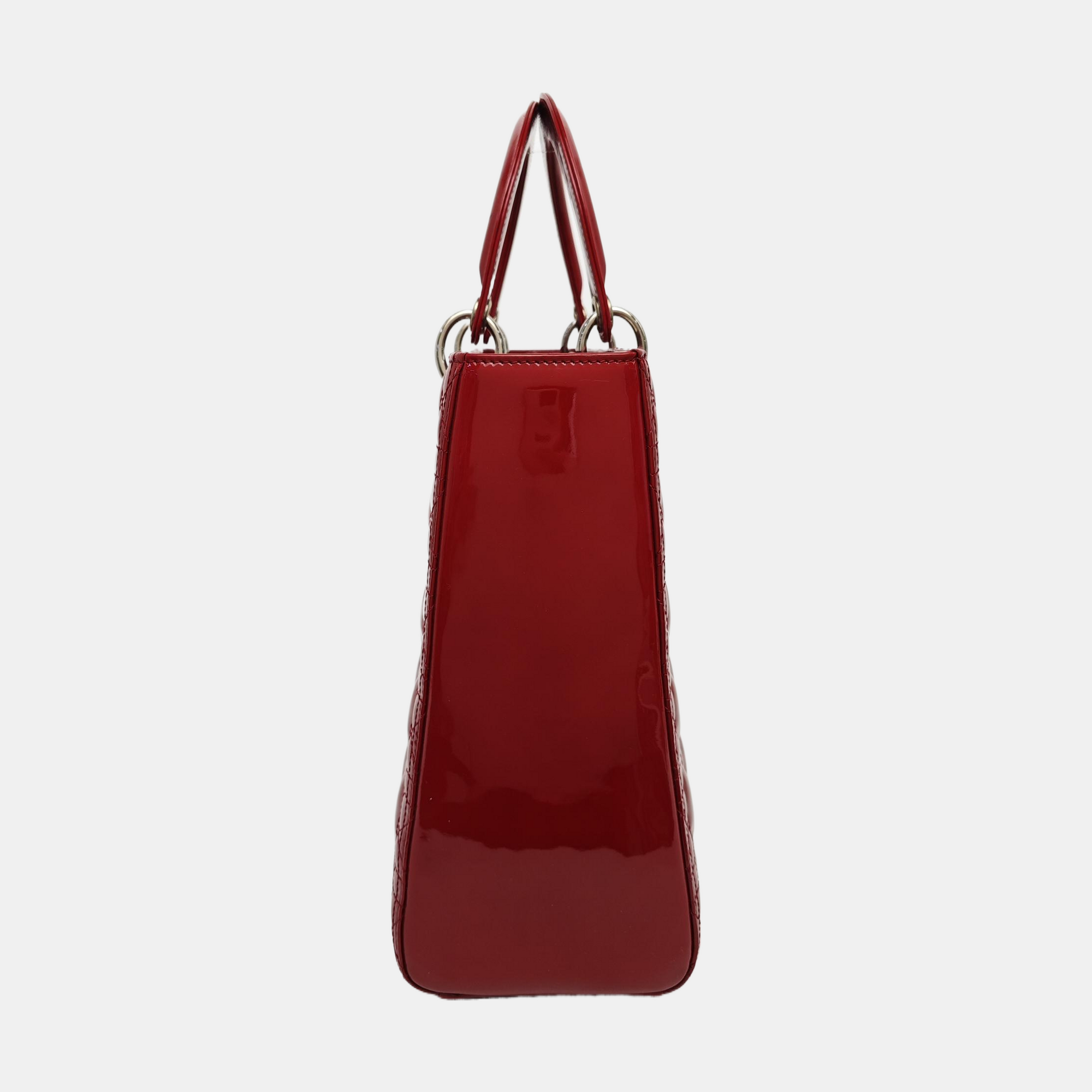 Lady Dior Large Cannage Patent Leather Red