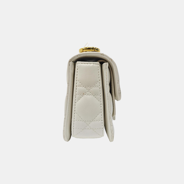 Cannage Calfskin Shoulder Bag Mini White