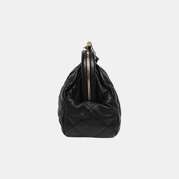Quilted Lambskin Shoulder Bag Black