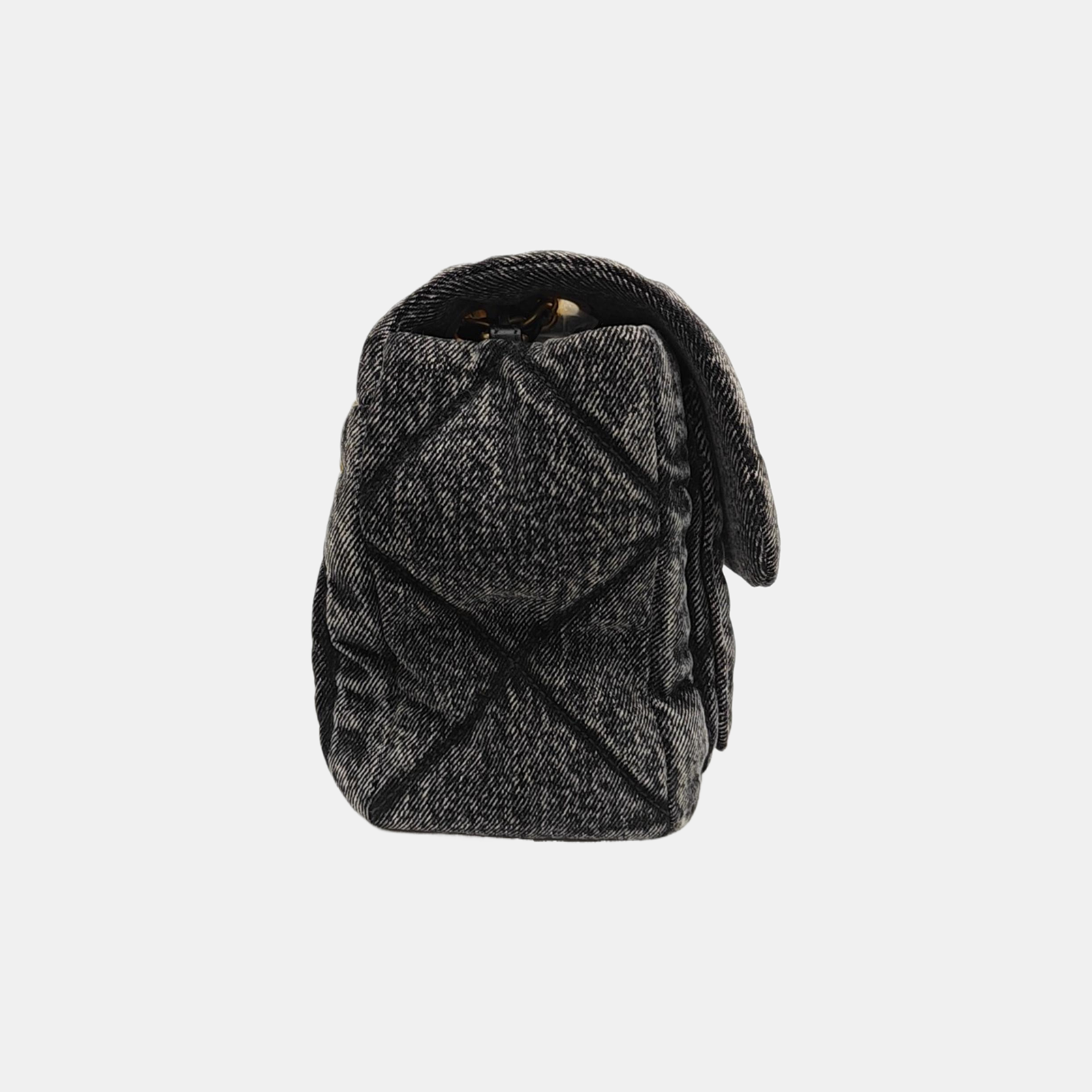 Quilted Denim Shoulder Bag Black
