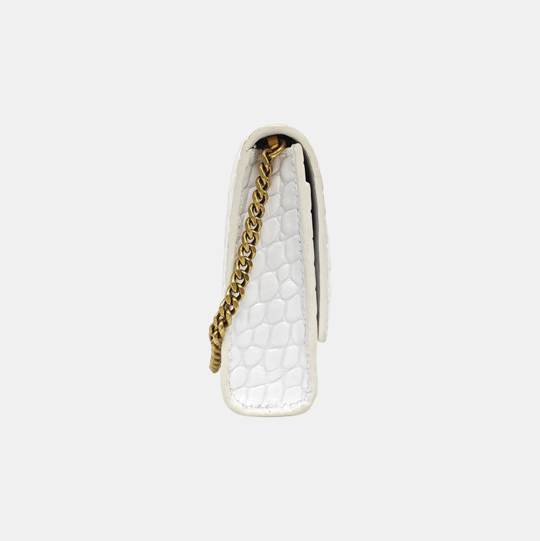 Hourglass Wallet On Chain Mini Calfskin White