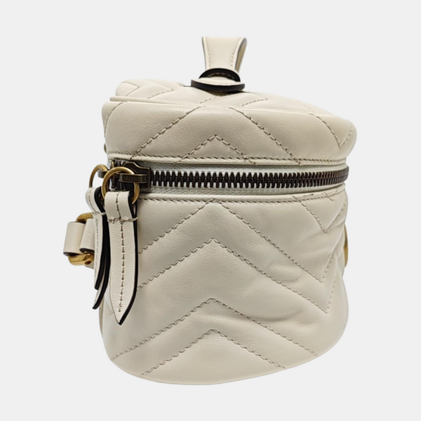 GG Marmont Mini Quilted Calfskin White