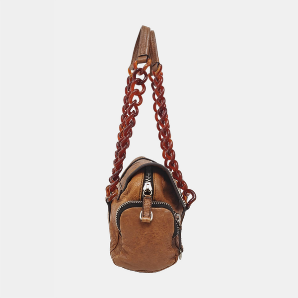 Lambskin Shoulder Bag Brown