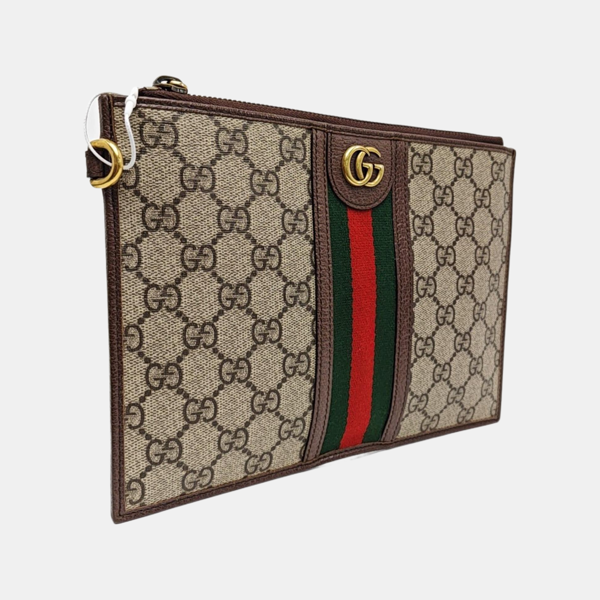 Ophidia Small Monogram Coated Canvas Beige