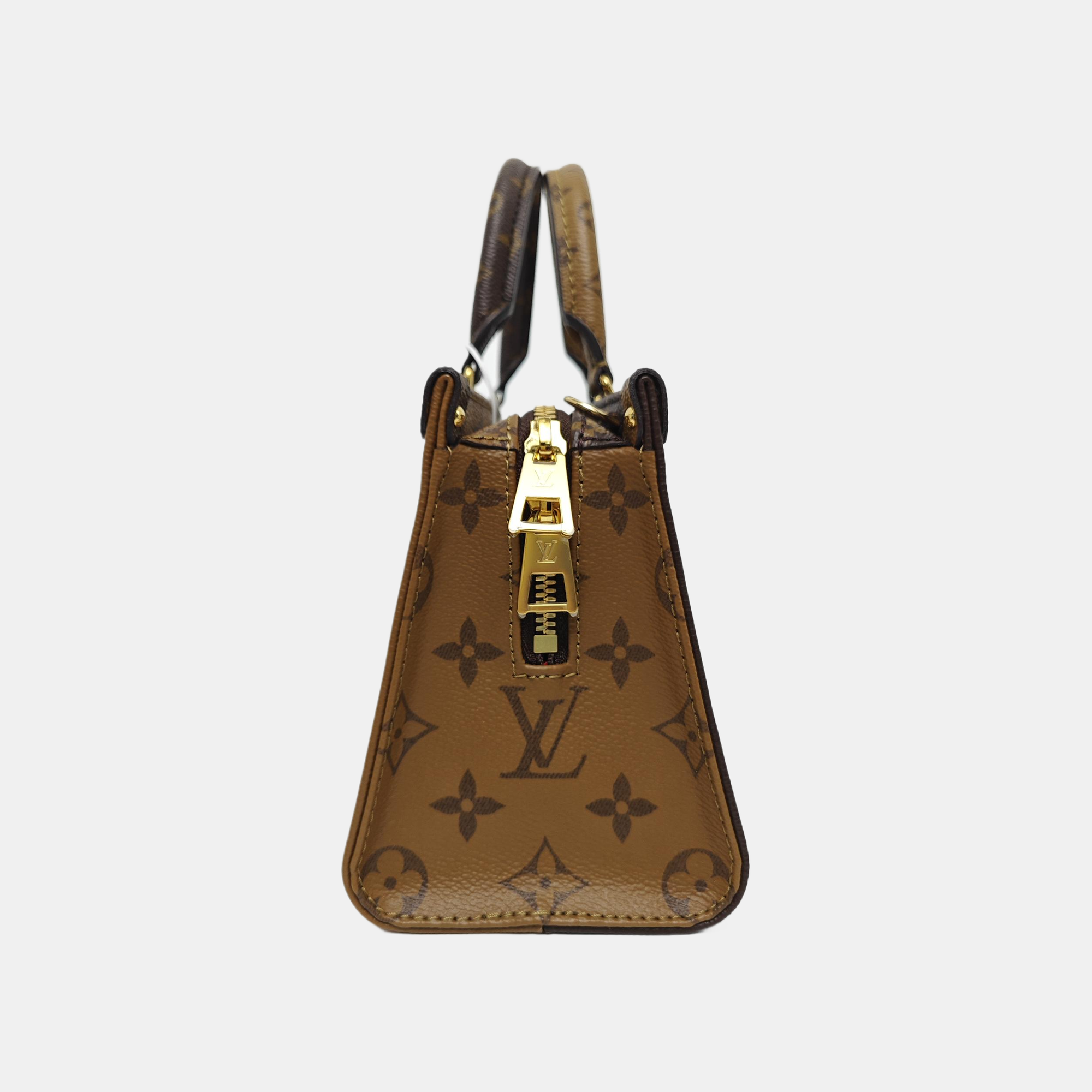 ONTHEGO EAST WEST PM Monogram Coated Canvas Brown
