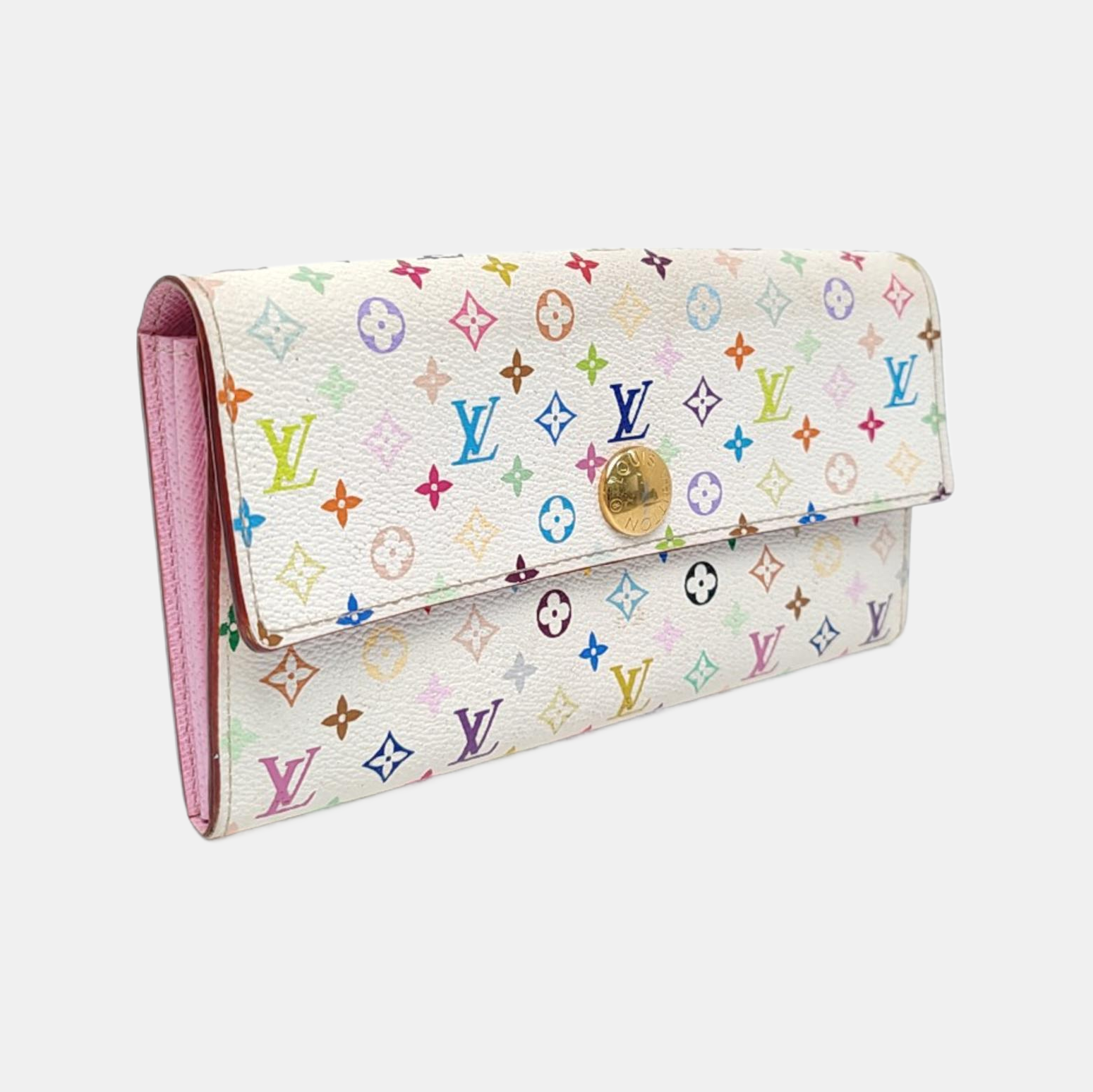 LV × TM PORTE MONNAIE Monogram Coated Canvas White Wallet