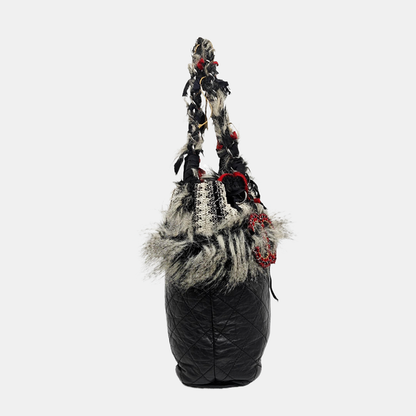 Quilted Calfskin Shoulder Bag Black
