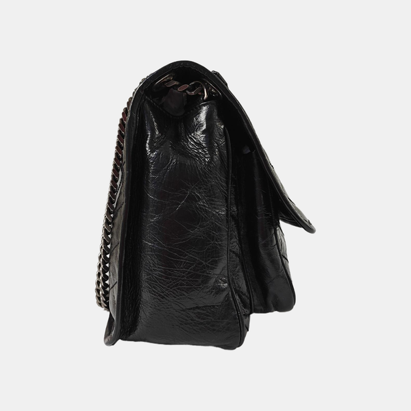 NIKI Medium Chevron Calfskin Black