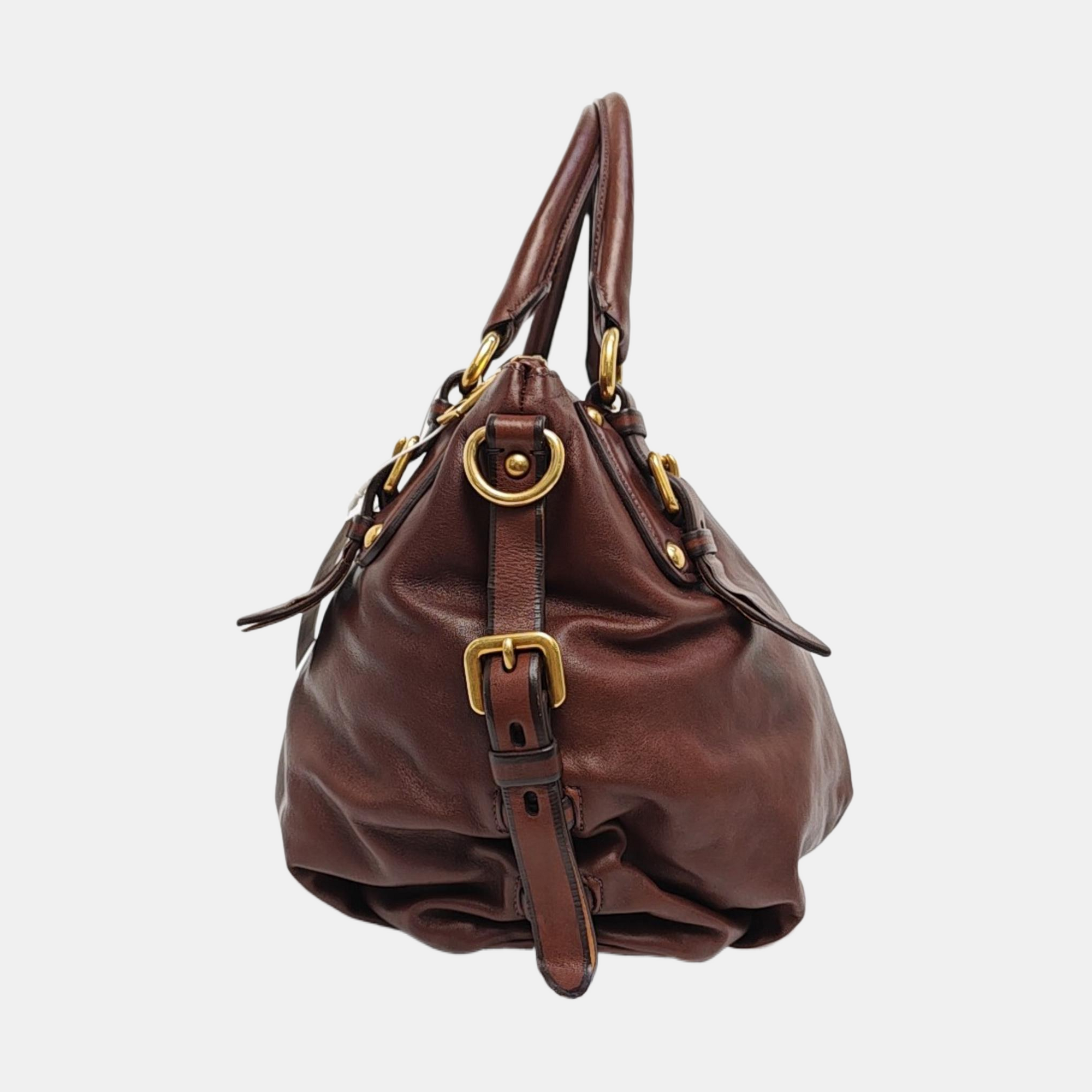 Calfskin Shoulder Bag Brown