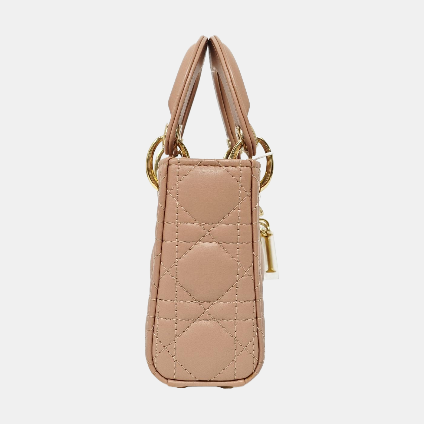 Authenticated pre-owned  Lady Dior Super Mini Quilted Lambskin Beige - Tote Bag at Looply